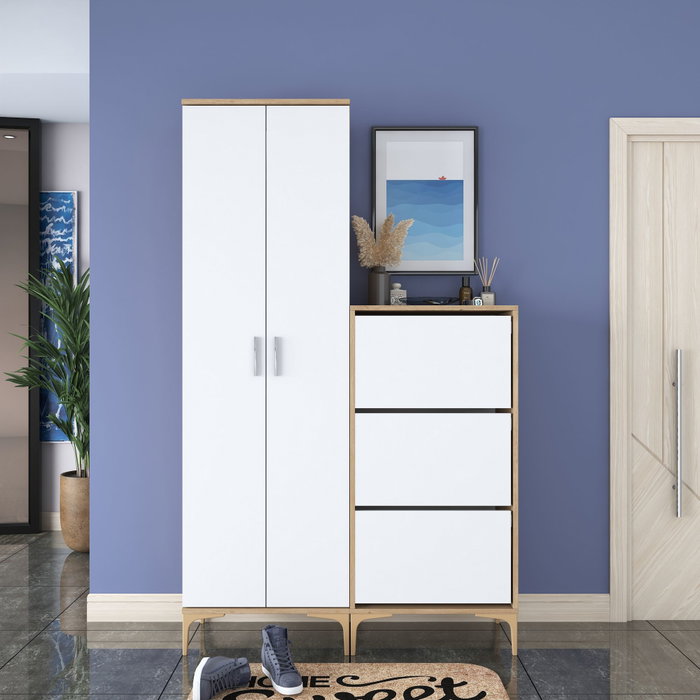 Hanah Home Soporte de Entrada Nogal y Blanco Hanah Home Soporte de Entrada Nogal y Blanco